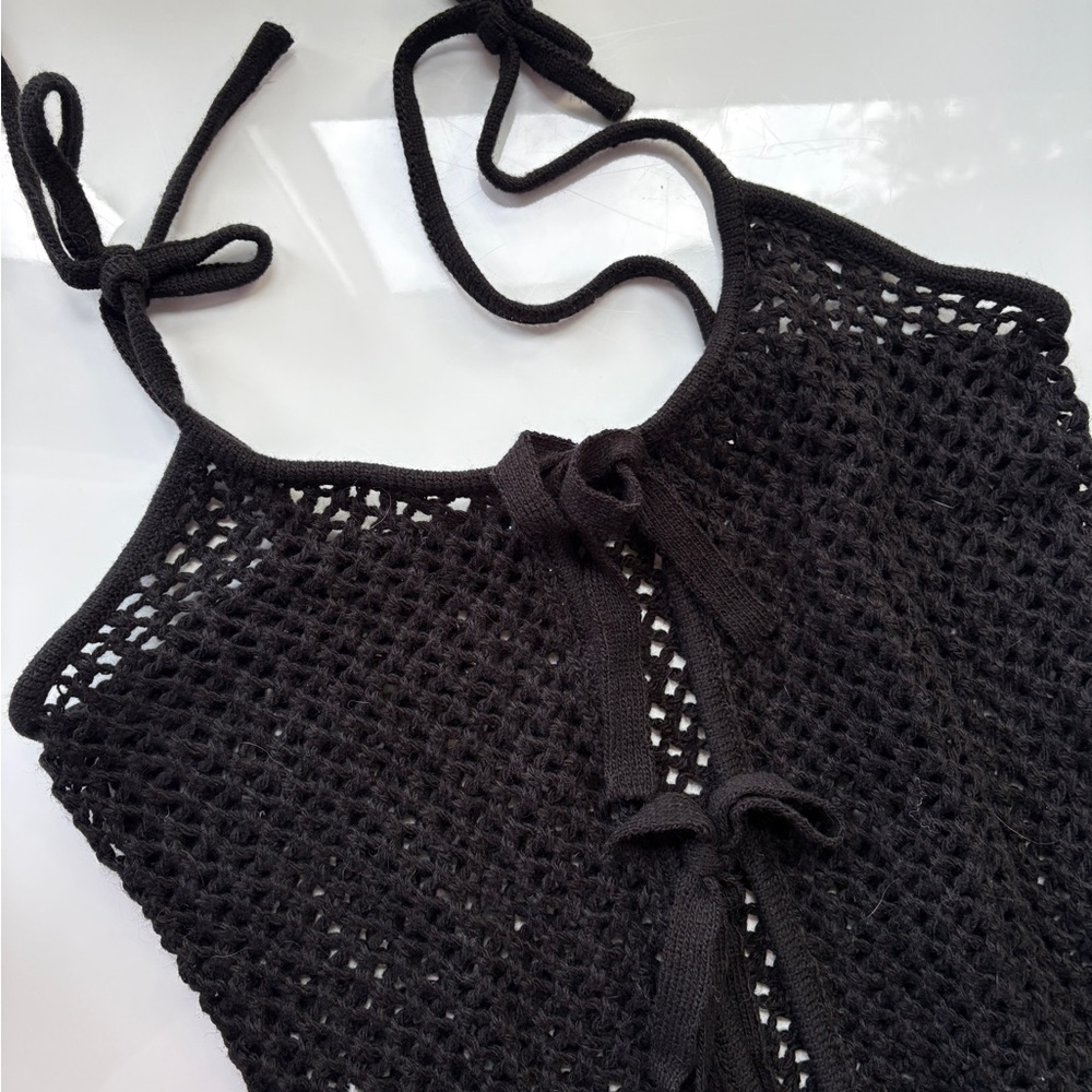 For Love and Lemons Black Crochet Cover Up